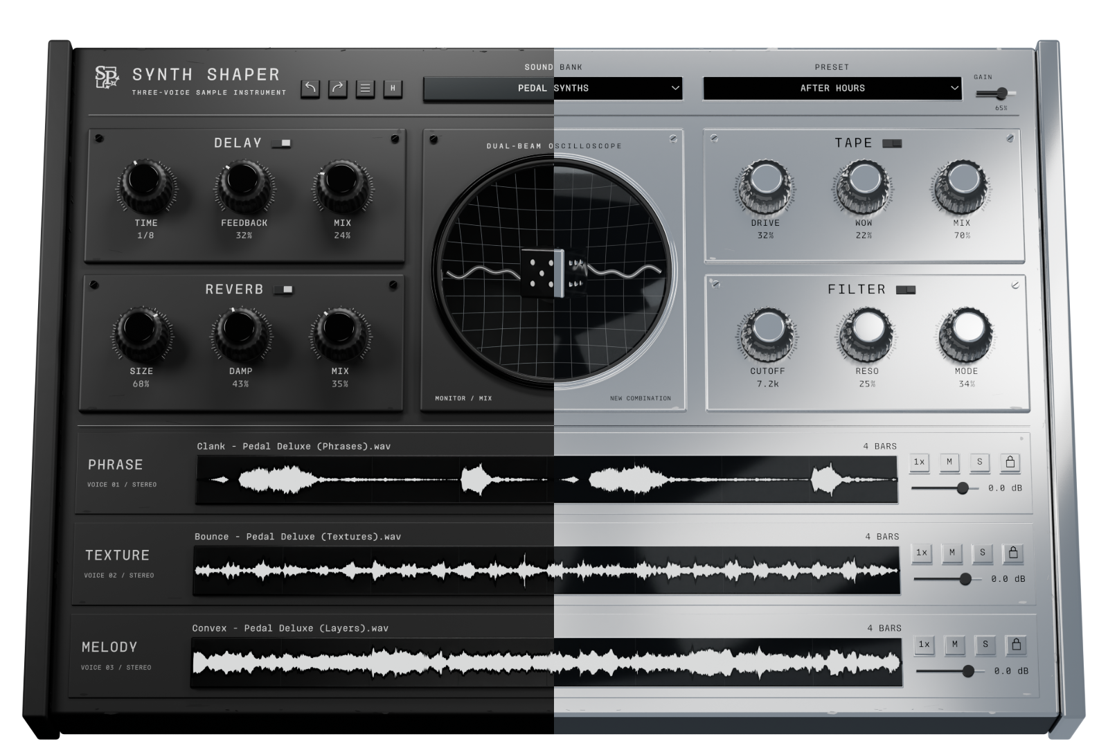 Synth Shaper Expanded in Matte Black and Chrome